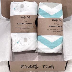 Cuddly Cubs Bassinet Fitted Sheets Set - 2 Pack - Snuggly Soft Plush Cotton Mint